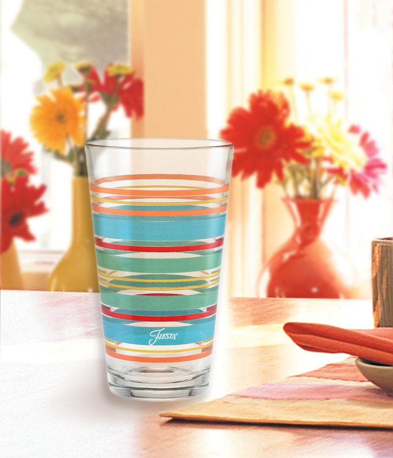 Culver Officially Licensed Fiesta Stripes 16-Ounce Tapered Cooler Glass (Set of 4) (Rainbow Radiance Collection) - Image 3